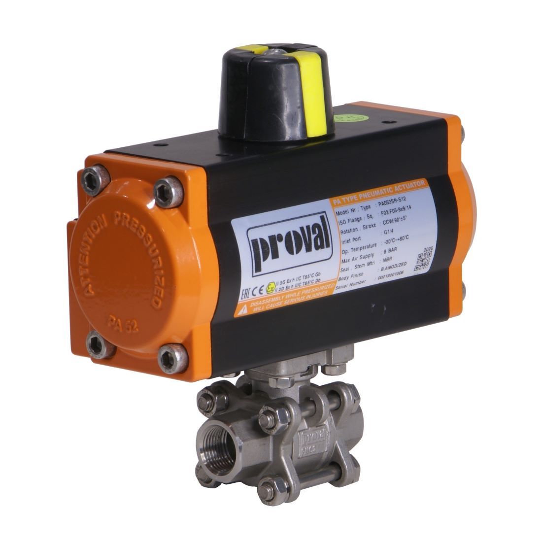 V203 Ball valve with pneumatic actuator DN10 3/8